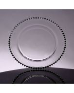 Silver Bead Glass Charger Plate