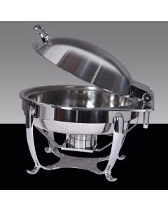 Round Deluxe Stainless Chafing Dish with Hinged Lid 6qt.