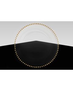 Gold Bead Glass Charger Plate 
