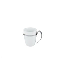 White Demitasse Cup with Stainless Handle