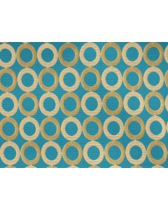 Turquoise & Gold Rabanne 84" x 84" Square Table Linen