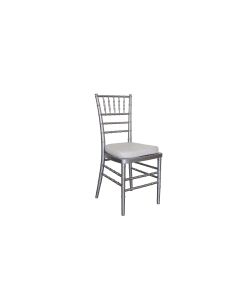 Silver Chivari Chair with White Cushion